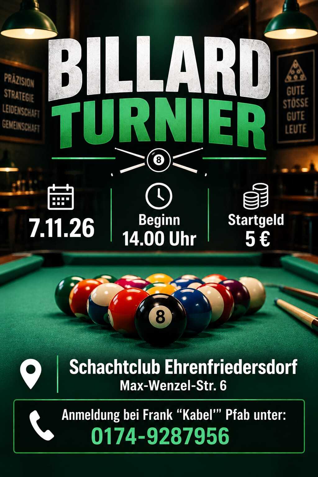 Billardturnier Schachtclub