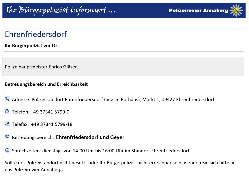 Ihr Bürgerpolizist informiert